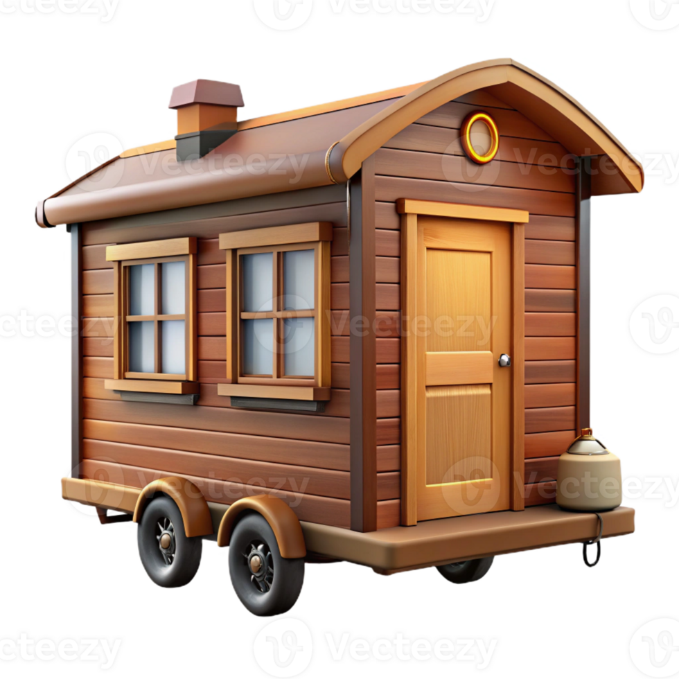 wonderful traditional Tiny house on wheels, rustic design, cozy interior, natural setting, 8k, high detail, genuine png
