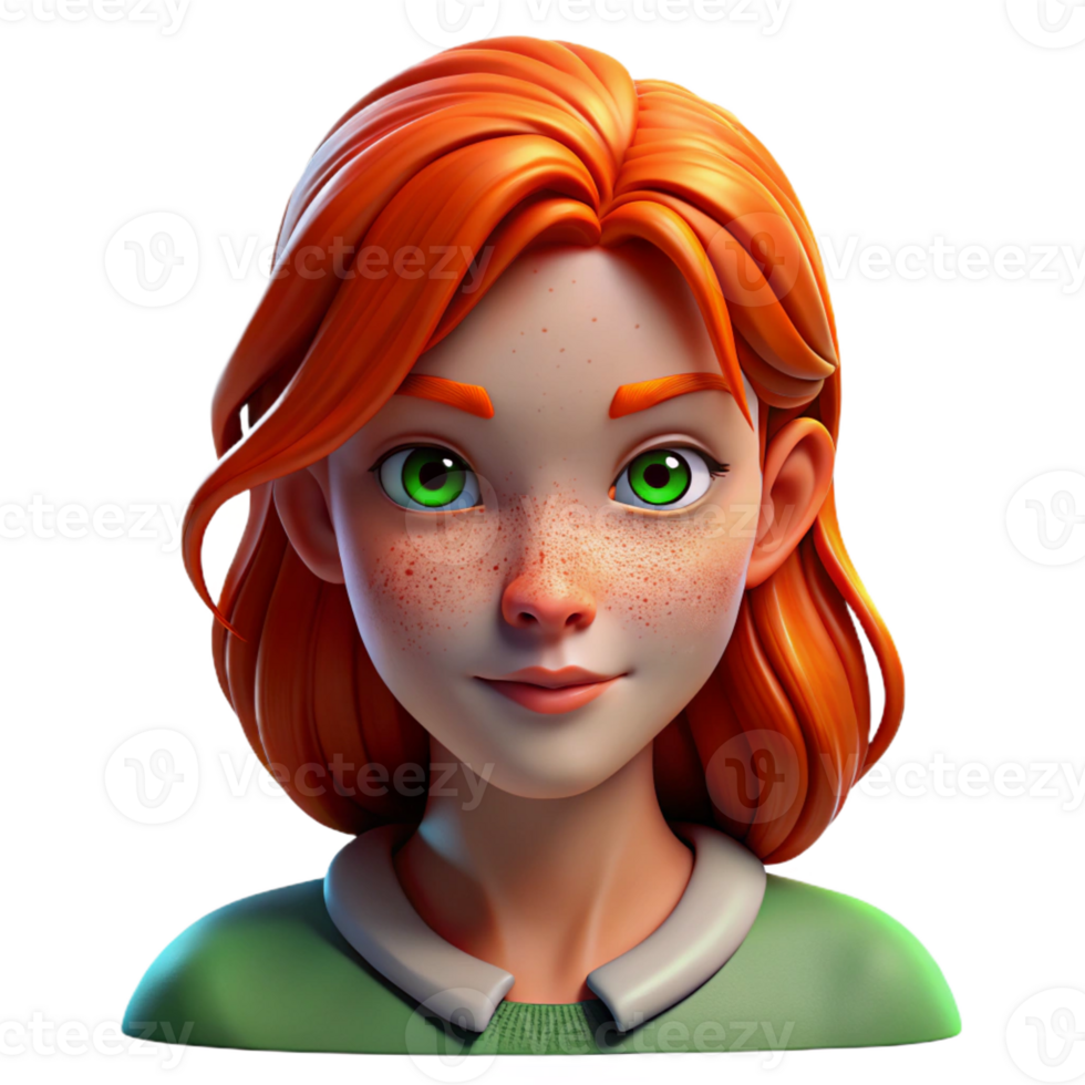 vibrant artistic Portrait of a young woman with fiery red hair, freckles, and piercing green eyes, lit by a soft Rembrandt light, painted in the style of John Singer Sargent exclusive png