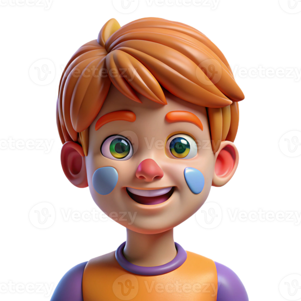 extraordinary modern Portrait of a child with painted face and a playful expression, brightly colored lighting, cartoon style authentic png