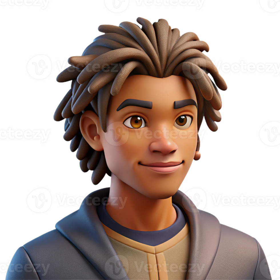 dramatic vintage Portrait of a young man with dreadlocks and a confident gaze, rim lighting, in the style of a graphic novel detailed png