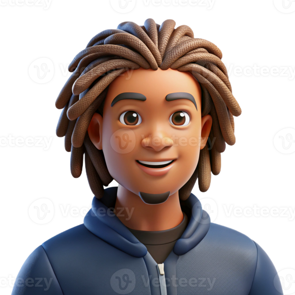 serene contemporary Portrait of a young man with dreadlocks and a confident gaze, rim lighting, in the style of a graphic novel high resolution png