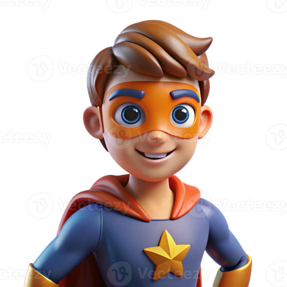 beautiful contemporary Portrait of a child wearing a superhero costume and a powerful pose, dynamic lighting, comic book style high resolution png