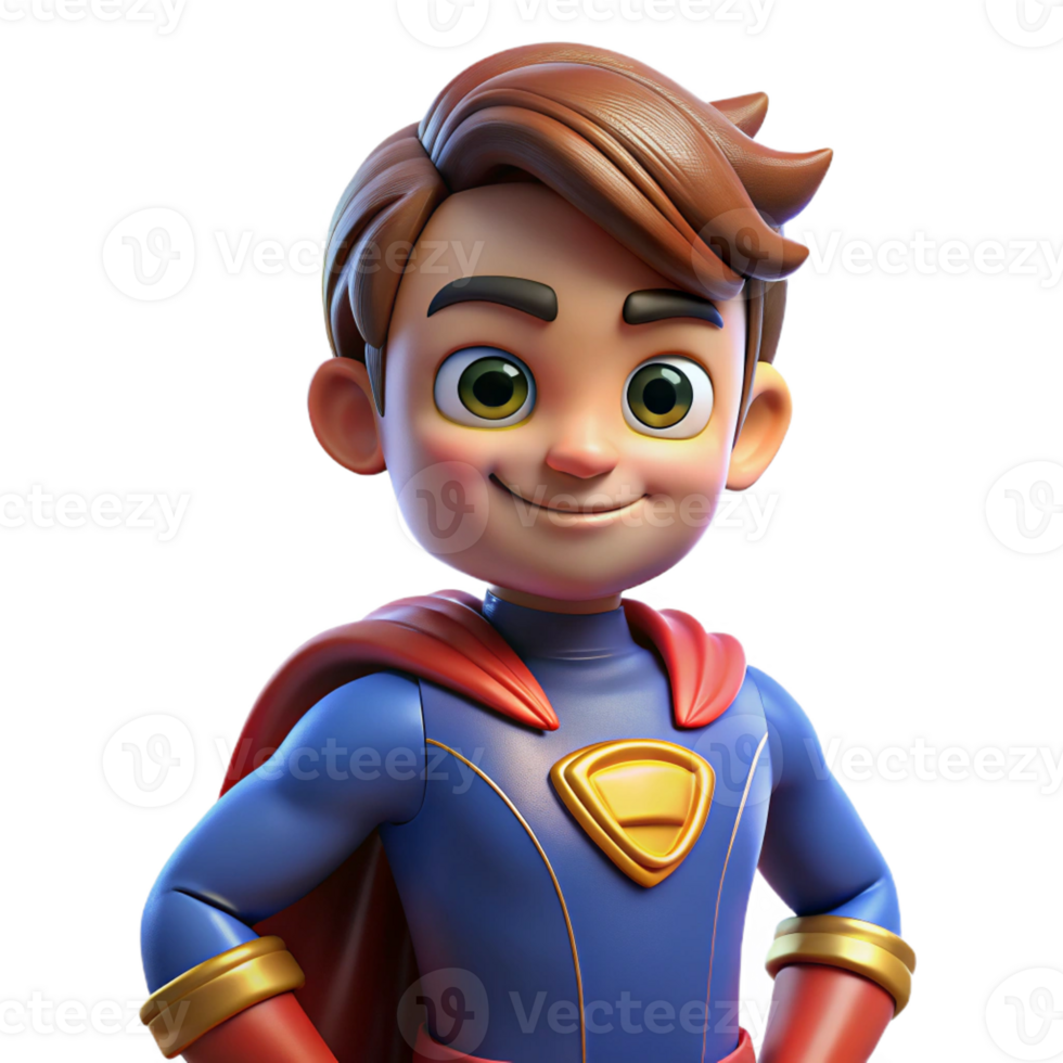 wonderful modern Portrait of a child wearing a superhero costume and a powerful pose, dynamic lighting, comic book style exclusive png