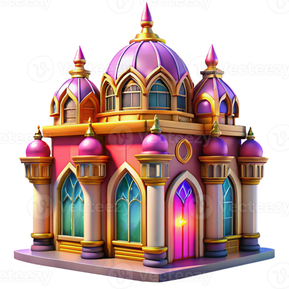 dramatic contemporary A vibrant, colorful Art Nouveau building with intricate floral designs and stained glass windows. Bright, colorful lighting with an ornate, decorative style high quality png