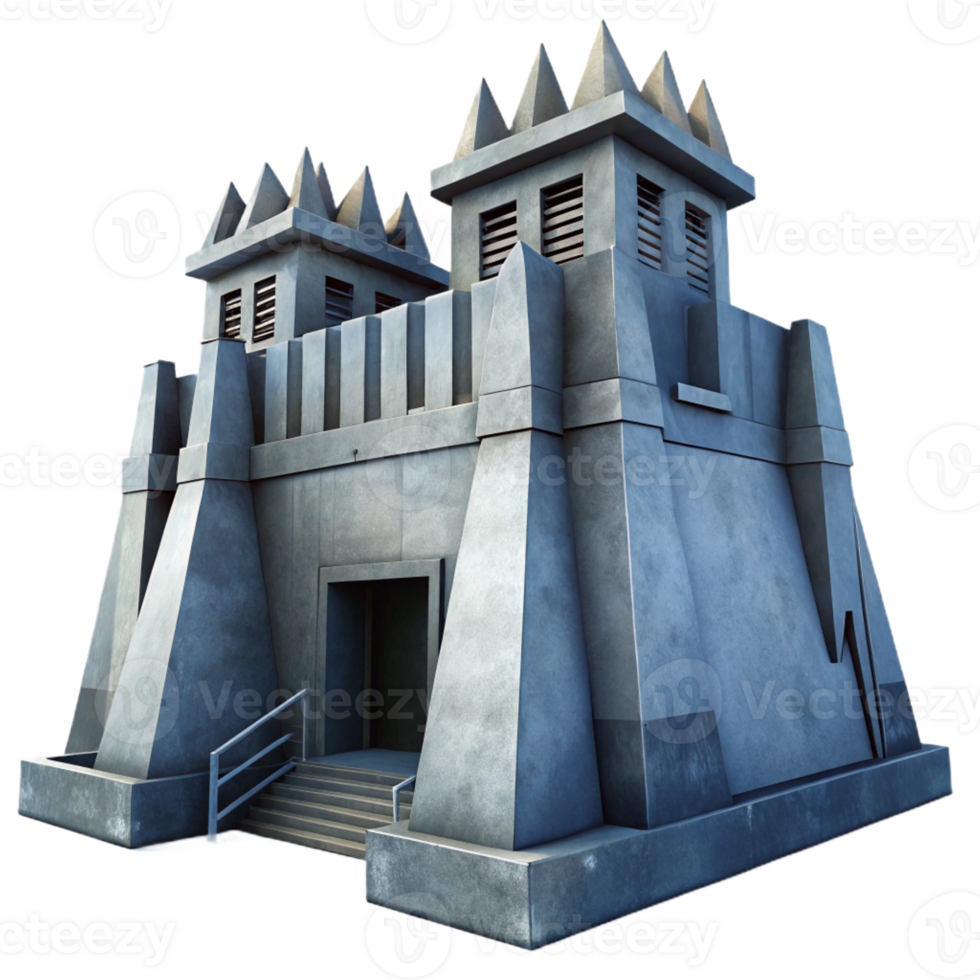 wonderful contemporary An imposing, brutalist concrete fortress with sharp angles and imposing walls. Cold, overcast lighting with a stark, industrial style detailed png
