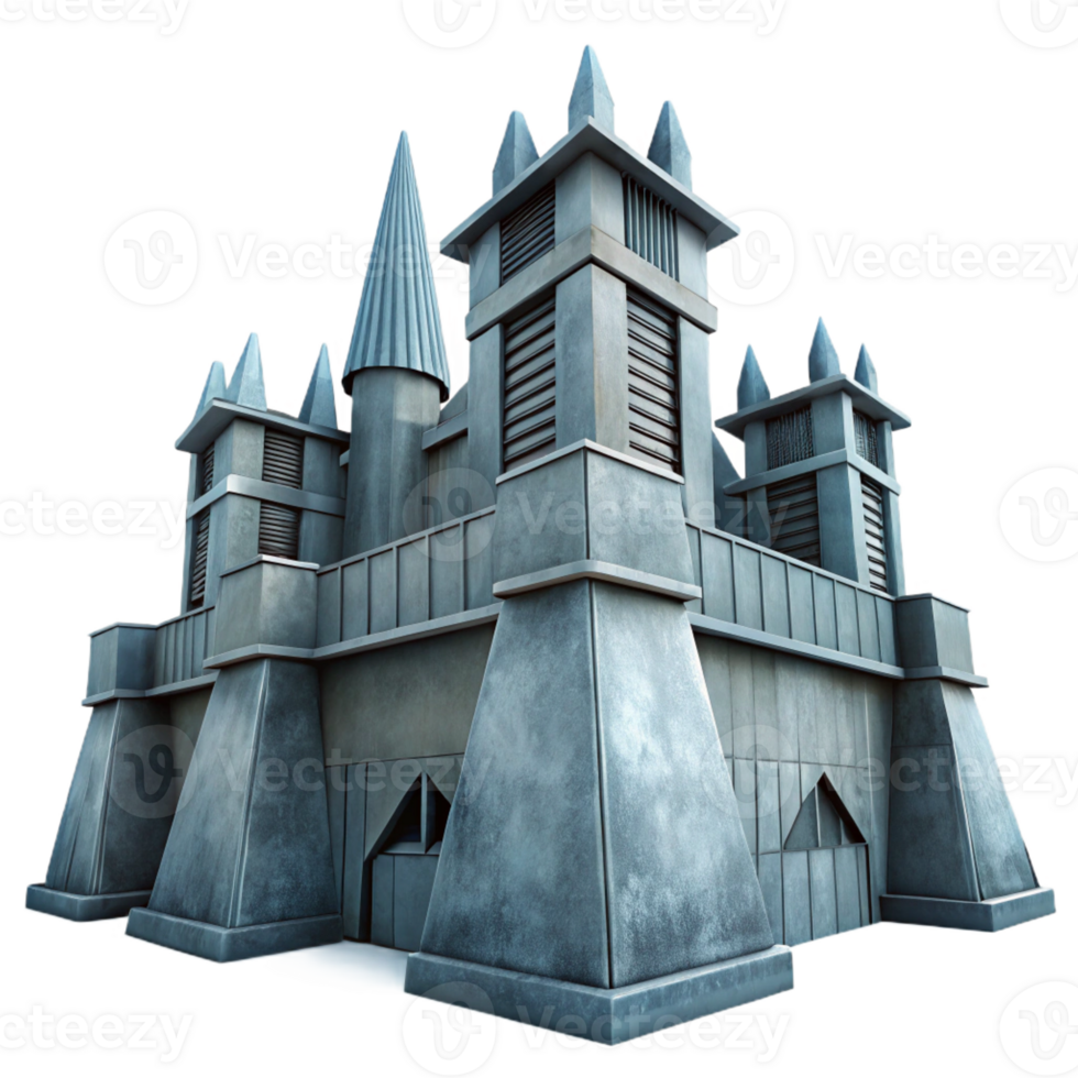 serene abstract An imposing, brutalist concrete fortress with sharp angles and imposing walls. Cold, overcast lighting with a stark, industrial style genuine png