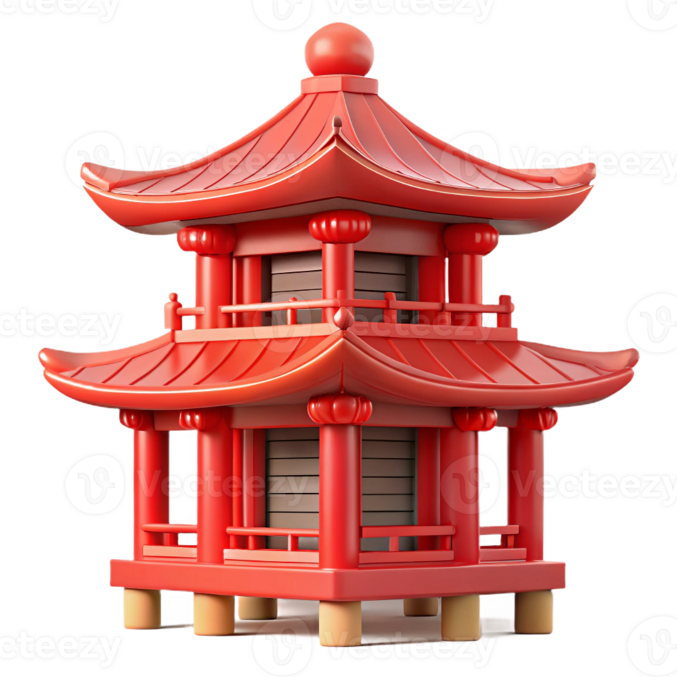 beautiful artistic A traditional, Japanese pagoda with intricate carvings and vibrant red paint. Soft, diffused lighting with a serene, spiritual style authentic png