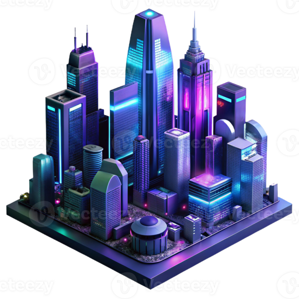 stunning abstract A futuristic, cyberpunk cityscape with towering skyscrapers and neon signs. Dark, moody lighting with a gritty, dystopian style authentic png
