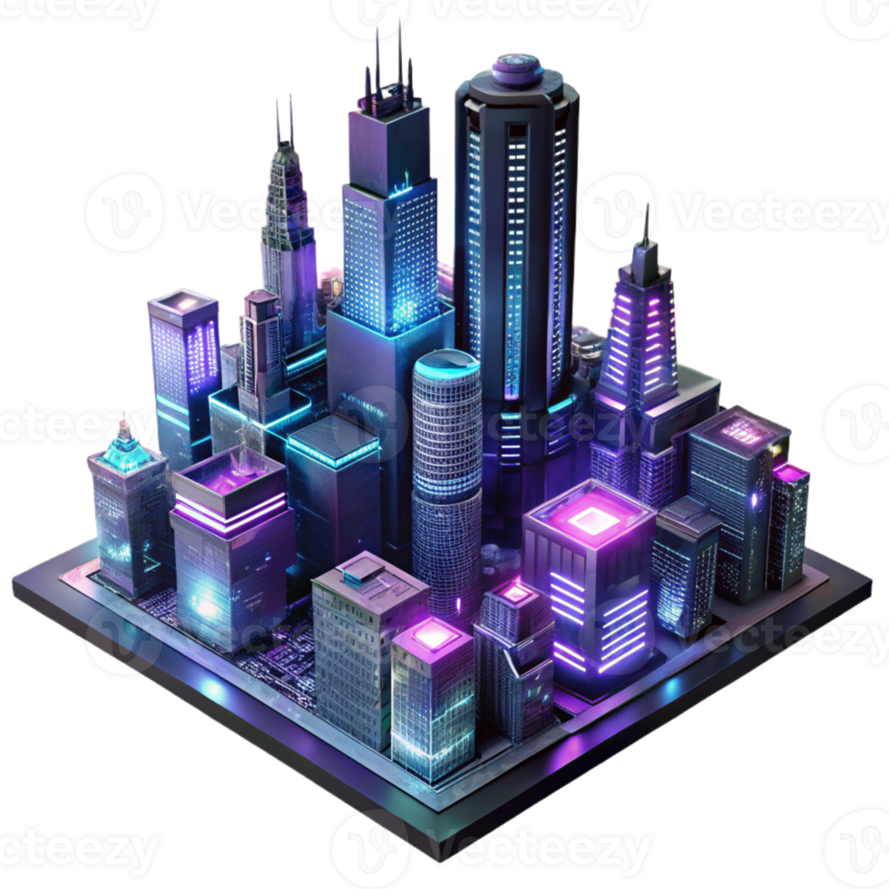 magnificent abstract A futuristic, cyberpunk cityscape with towering skyscrapers and neon signs. Dark, moody lighting with a gritty, dystopian style premium png