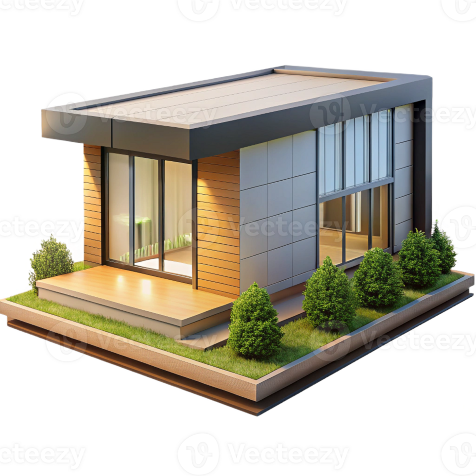 stunning creative A modern, prefabricated modular home with sleek lines and sustainable materials. Bright, natural lighting with a minimalist, eco-friendly style authentic png