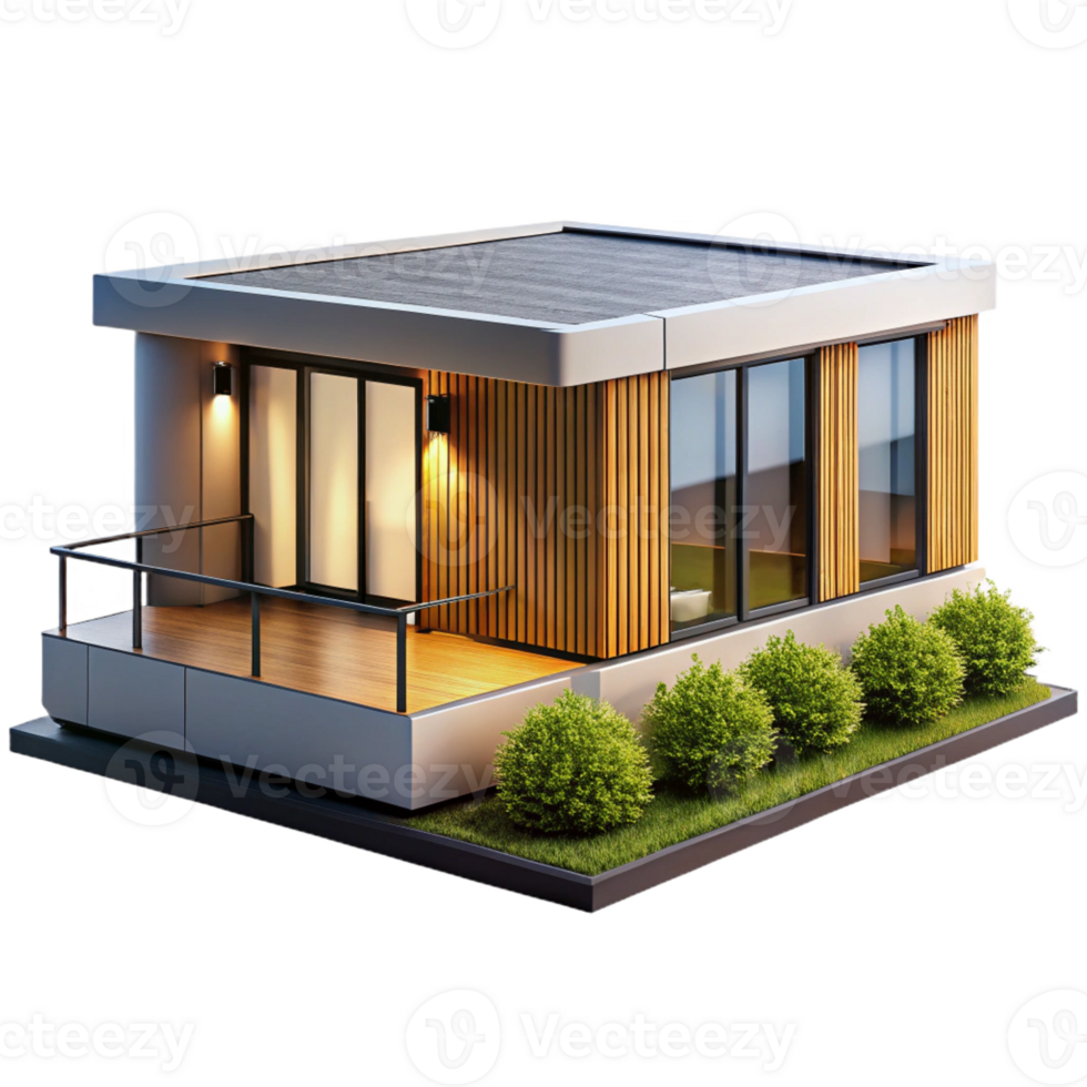 magnificent vintage A modern, prefabricated modular home with sleek lines and sustainable materials. Bright, natural lighting with a minimalist, eco-friendly style premium png