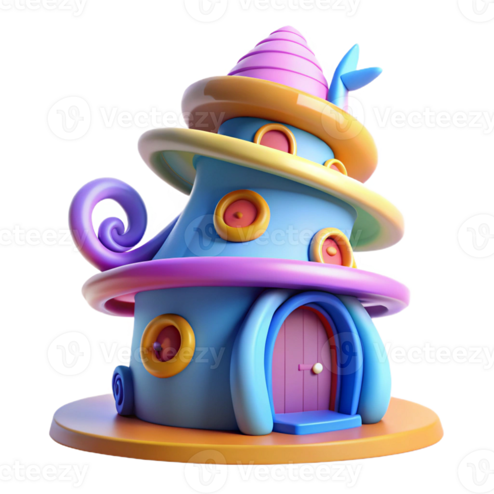 stunning classic A whimsical, Dr. Seuss-inspired house with swirling shapes and bright colors. Playful, cartoonish lighting with a whimsical, imaginative style high resolution png