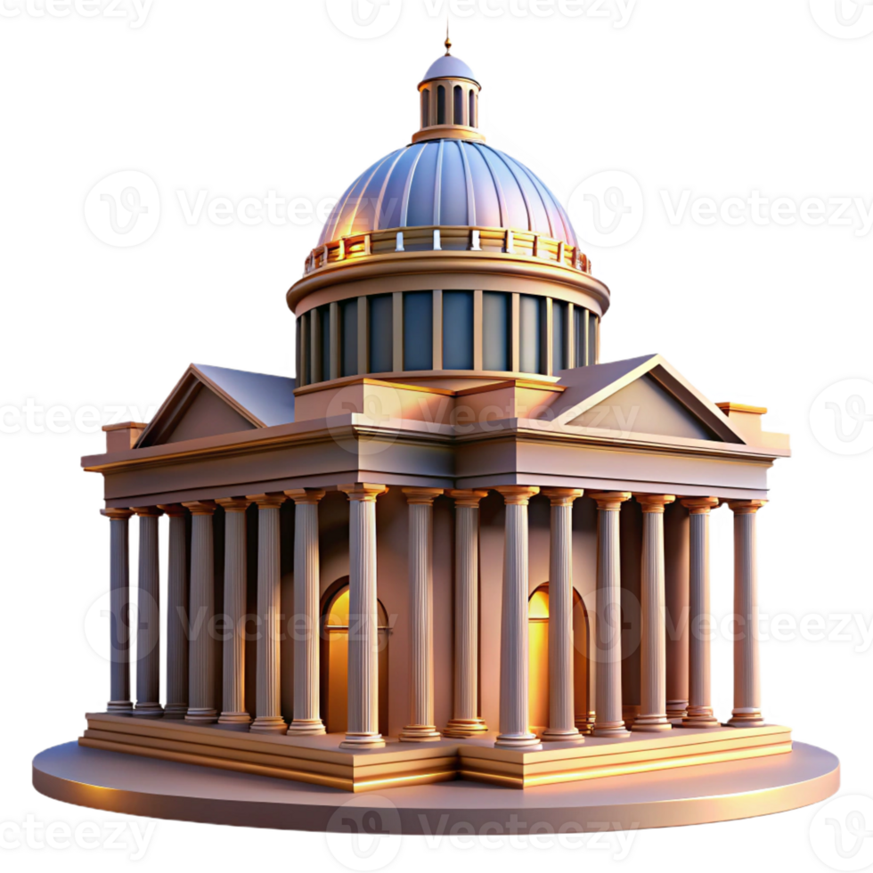 stunning artistic A grand, neoclassical courthouse with towering columns and a majestic dome. Dramatic, cinematic lighting with a stately, formal style original png
