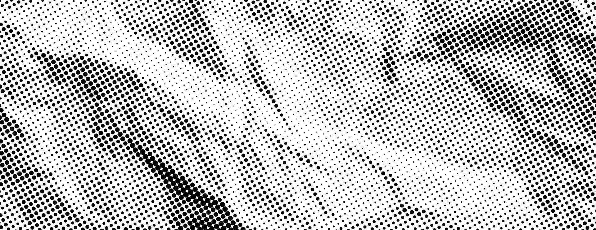 Black halftone crumpled paper texture. Creased paper sheet wallpaper. Comic pop art grainy crumple overlay. Dotted rough wrinkled background. Aged damaged gritty page surface in cartoon style vector