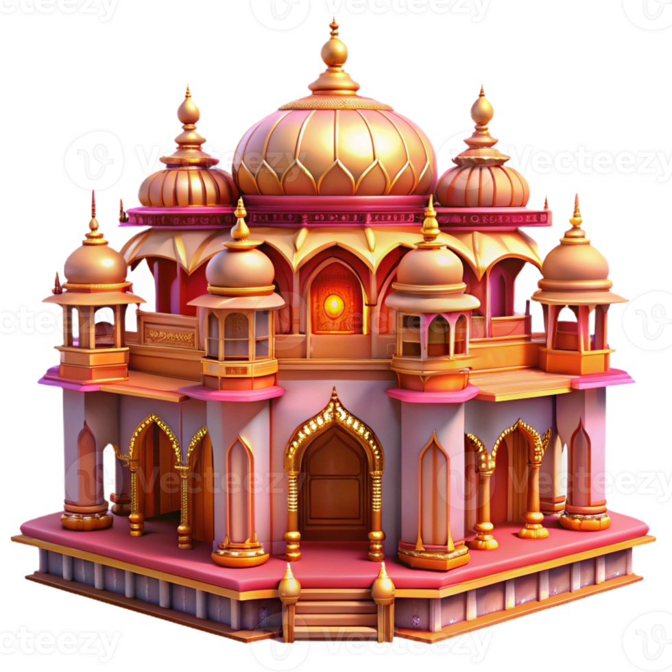 wonderful rustic An elaborate, Indian palace with intricate carvings and vibrant colors. Warm, rich lighting with an ornate, opulent style high quality png