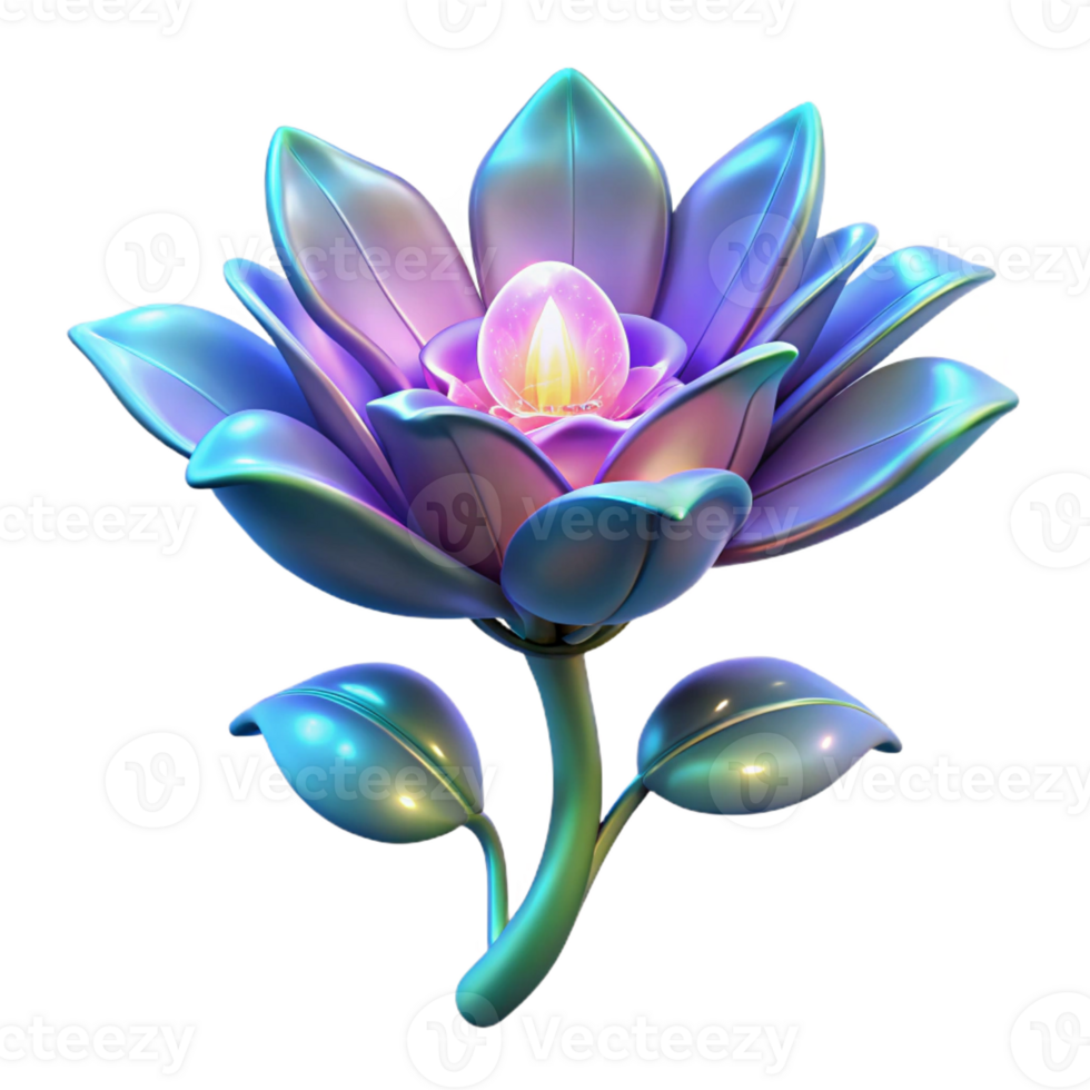 wonderful creative A beautiful, alien flower with bioluminescent petals, gently swaying in a non-existent breeze. Art nouveau style, soft lighting 4K png