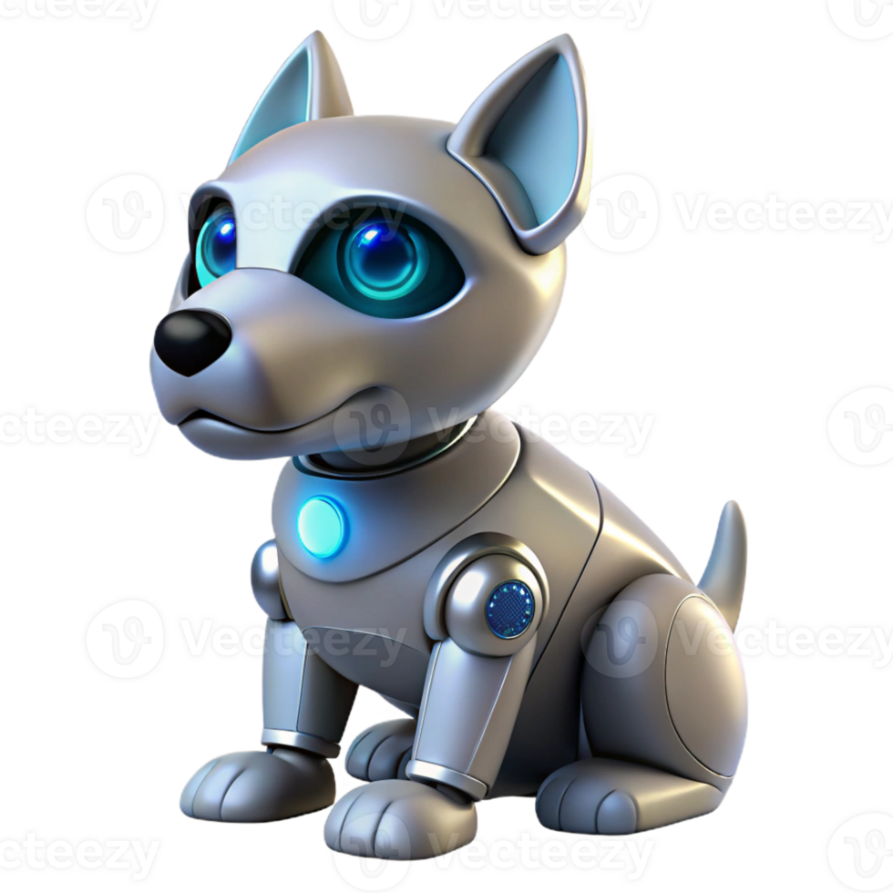 stunning rustic A futuristic, robotic dog with glowing eyes, sitting obediently. Clean, minimalist style genuine png