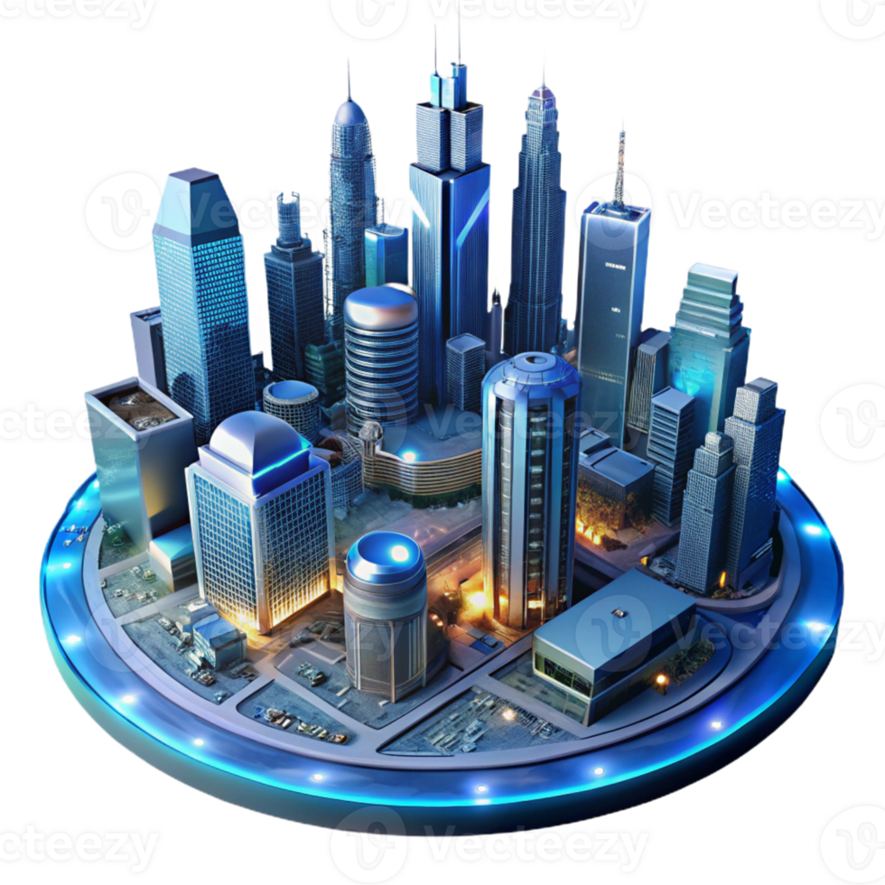 beautiful abstract A futuristic cityscape at night, seen from above, with glowing skyscrapers and flying vehicles. Long exposure photography style professional png