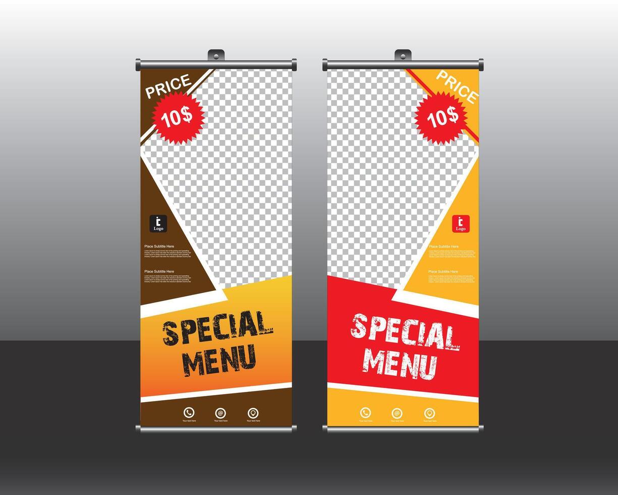 Food Menu Roll up banner design vector