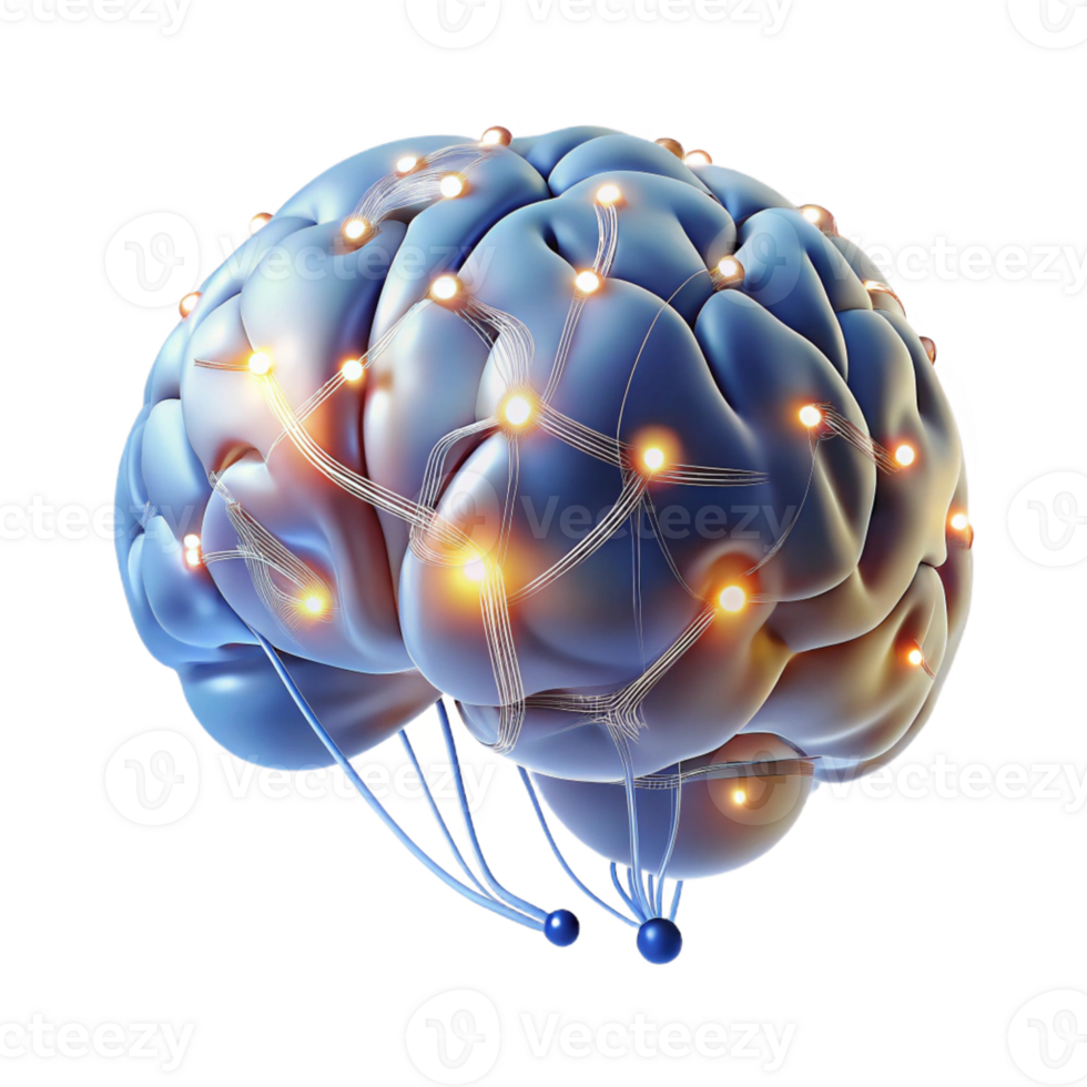 wonderful rustic A transparent human brain, neural pathways illuminated by pulses of light, scientific style, dramatic lighting professional png