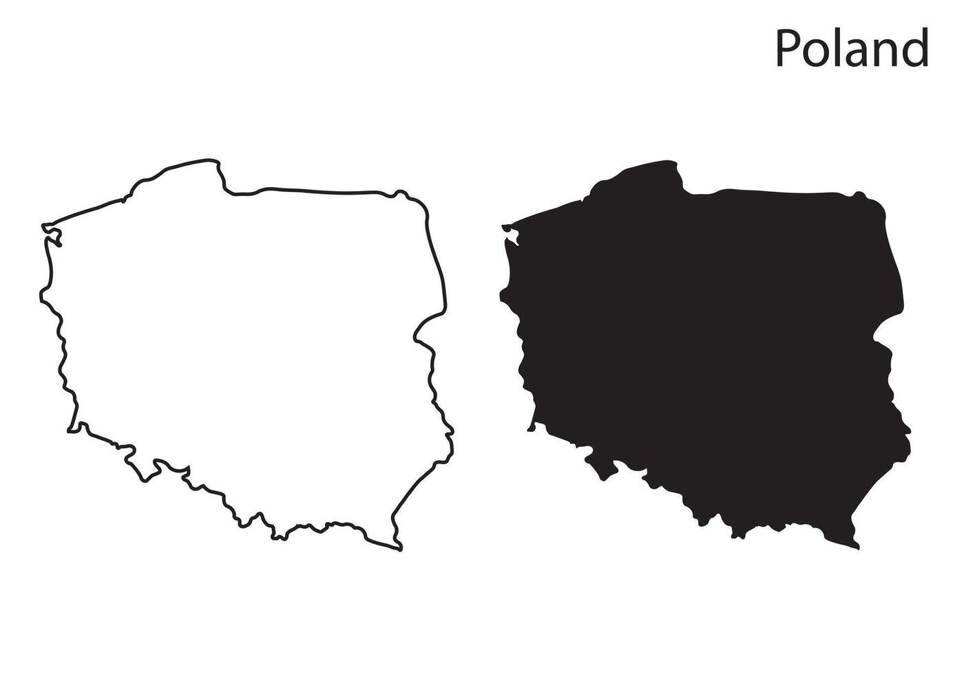 Poland map illustration, Poland map silhouette, Poland country vector