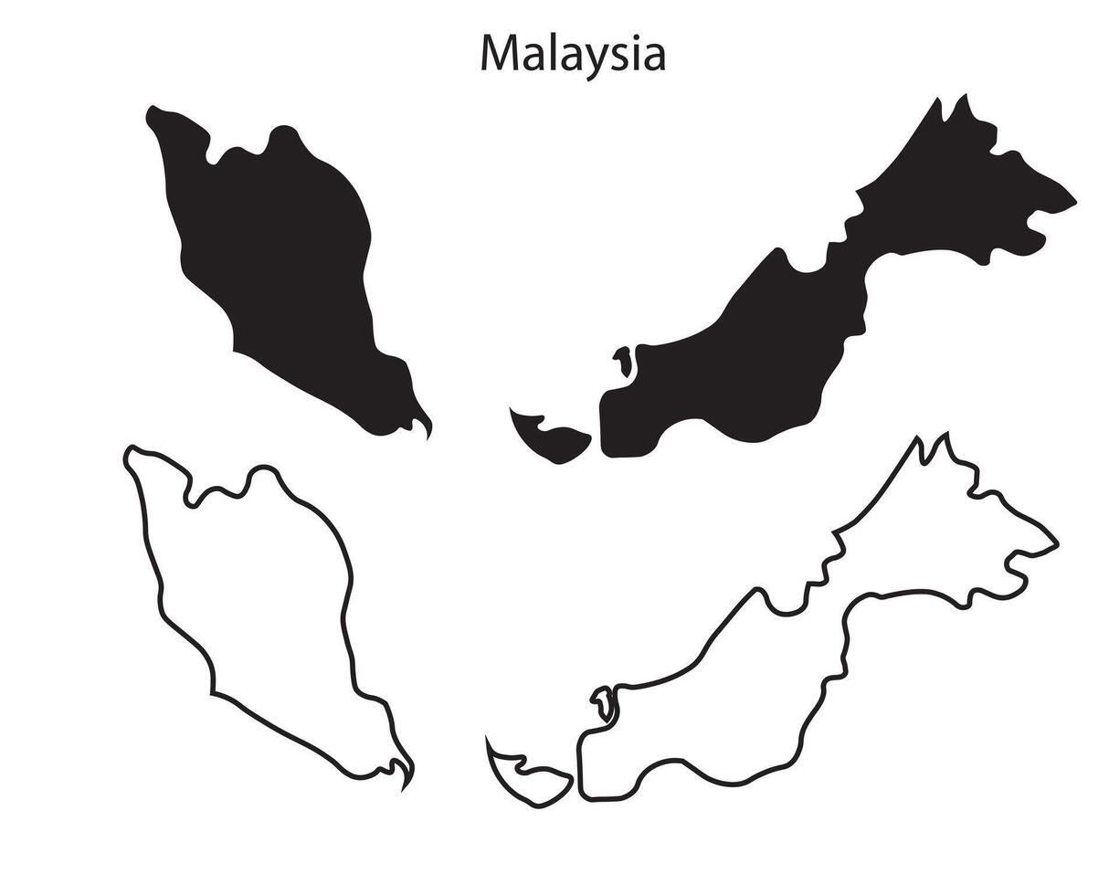 Malaysia map silhouette, Malaysia country Landscape vector