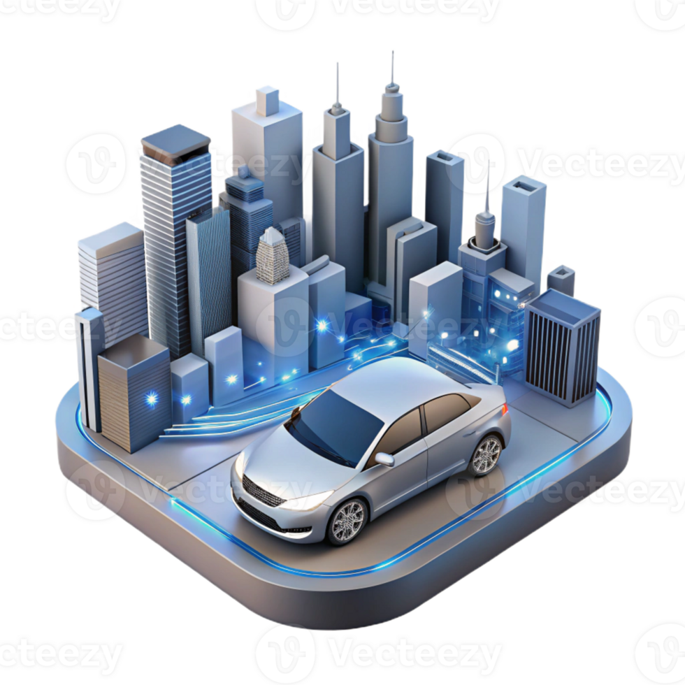 dramatic rustic A self-driving car, navigating a complex cityscape, sensors visualized as glowing lines, autonomous vehicle style, realistic lighting 4K png