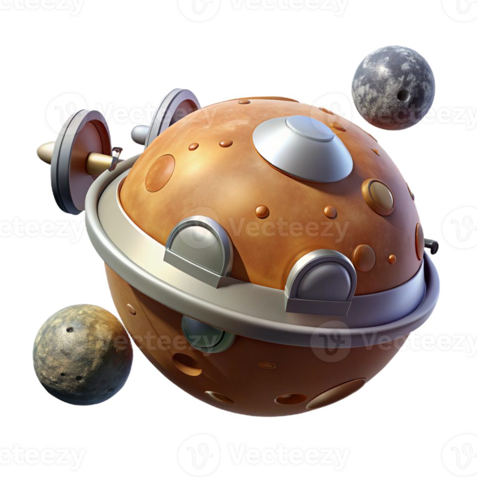 wonderful vintage A space probe, exploring a distant planet, space exploration style, realistic lighting authentic png