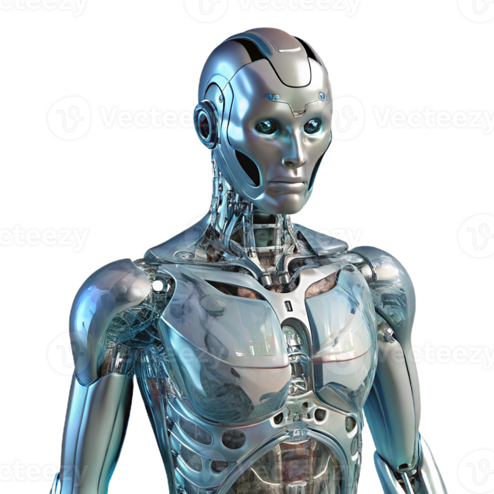 stunning artistic A transparent humanoid robot, intricate internal mechanisms visible, artificial intelligence style, dramatic lighting original png