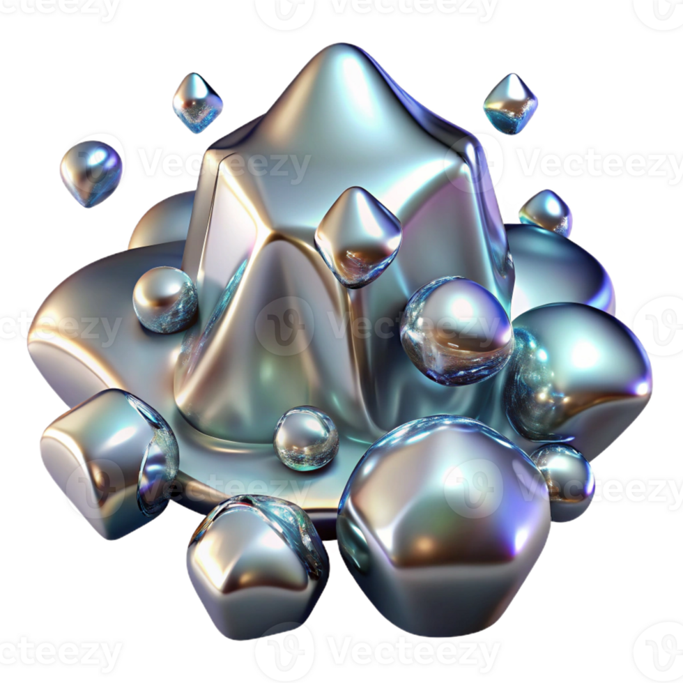 elegant modern A cascade of liquid mercury, reflecting distorted, fragmented images of surrounding light, in a futuristic, cyberpunk style premium png