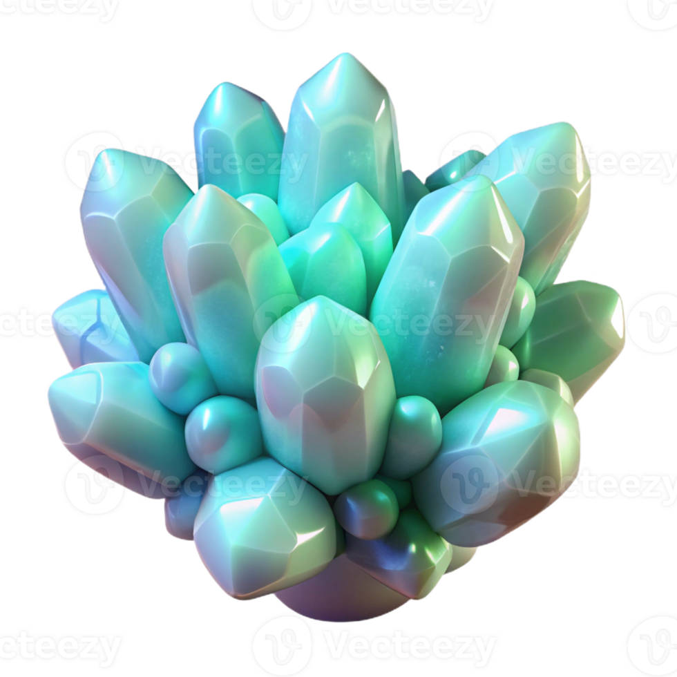 serene classic A cluster of levitating, crystalline structures, emitting a soft, bioluminescent glow, in a surreal, organic style professional png