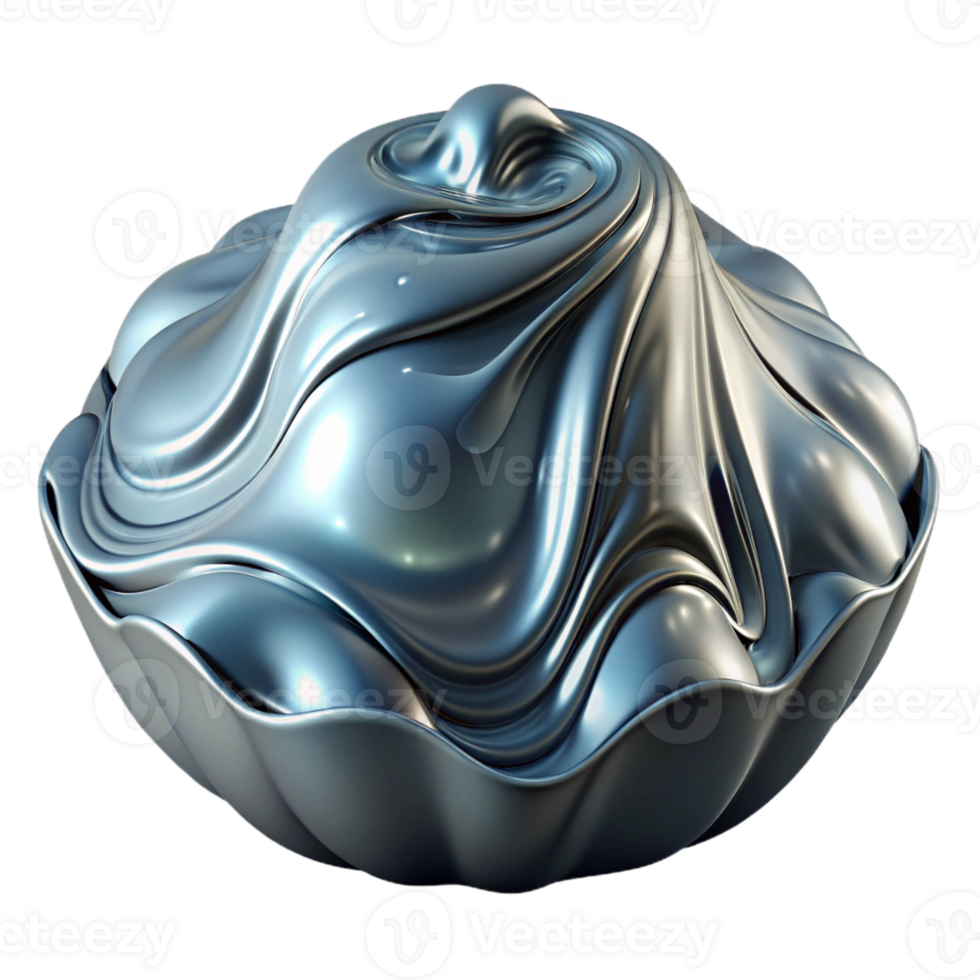 serene artistic A rippling, textured surface of liquid chrome, reflecting a distorted, abstract landscape, in a futuristic, cyberpunk style authentic png