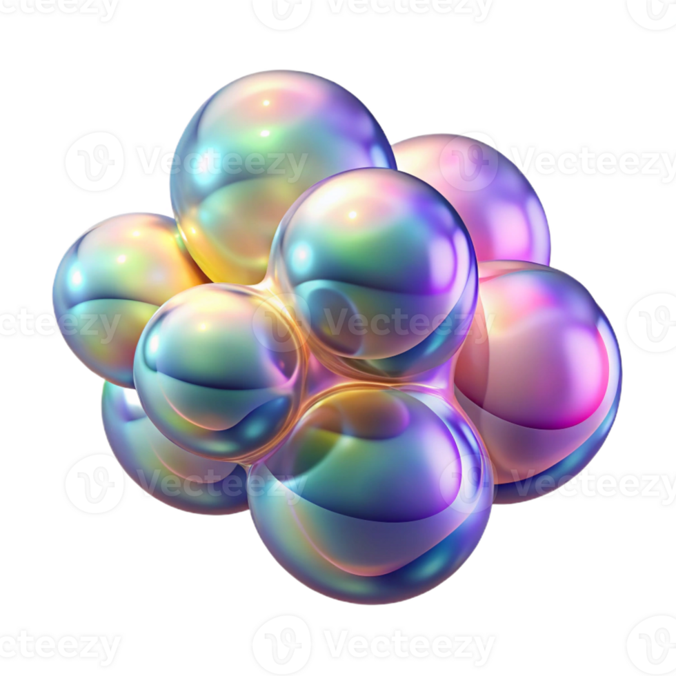 magnificent traditional A cluster of iridescent soap bubbles, floating in zero gravity, reflecting a distorted, abstract environment, in a whimsical, playful style high quality png