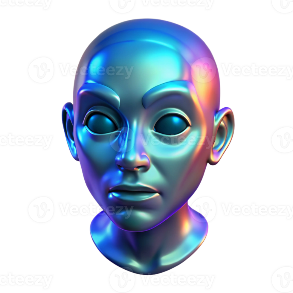 beautiful creative A holographic projection of a human face glitching and distorting, eerie blue light, unsettling and mysterious, genuine png