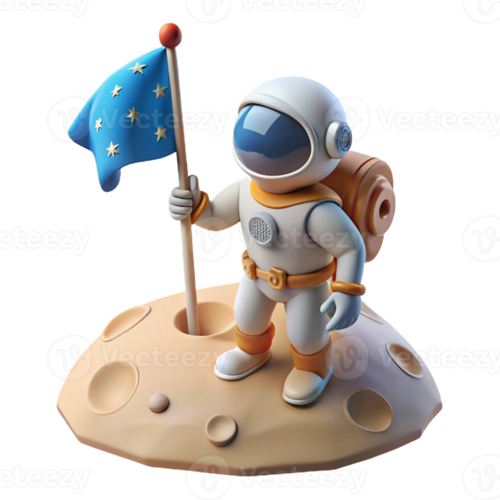 magnificent traditional A lone astronaut planting a flag on a newly discovered planet, epic and inspiring, bright daylight, high resolution png