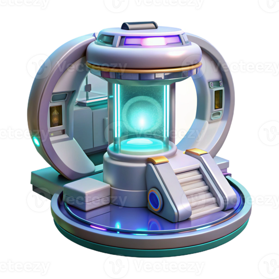 beautiful traditional A futuristic medical bay with holographic displays and advanced technology, sterile and clean, bright lighting, high resolution png