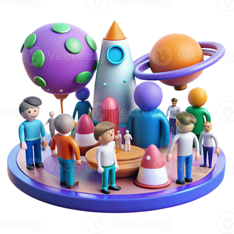 beautiful traditional A group of humans and aliens interacting in a bustling spaceport, diverse and colorful, vibrant and lively, high resolution png
