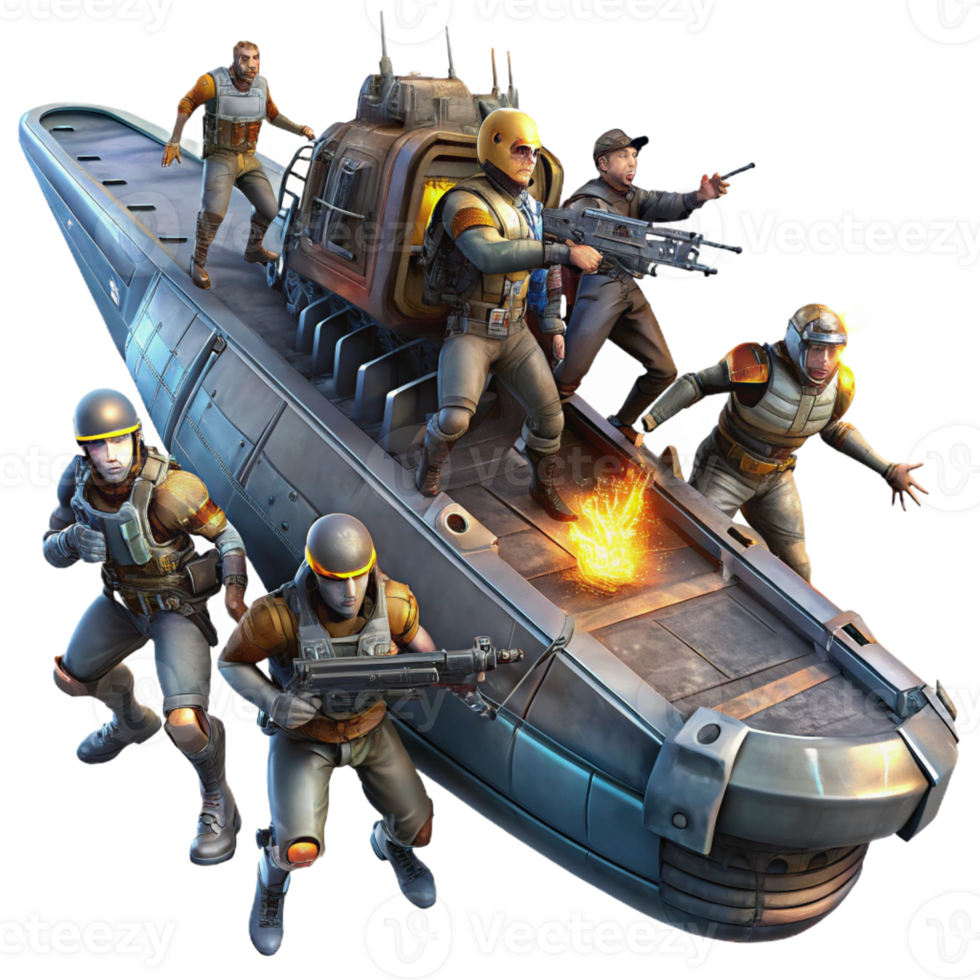 dramatic traditional A group of space pirates boarding a derelict spaceship, dynamic action scene, dramatic lighting, gritty and realistic, 4K png