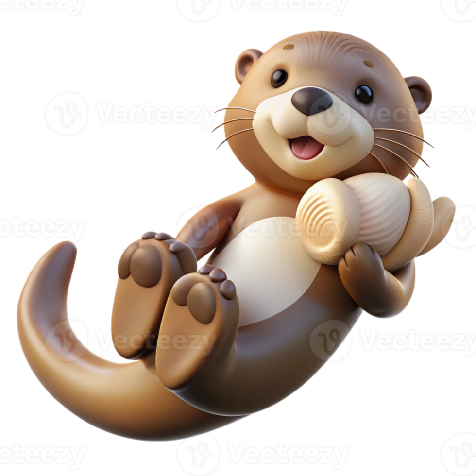 dramatic classic A playful sea otter floating on its back, holding a seashell, soft lighting, playful mood, photorealistic style genuine png