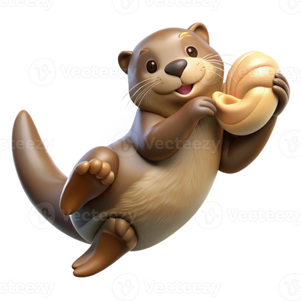 magnificent classic A playful sea otter floating on its back, holding a seashell, soft lighting, playful mood, photorealistic style premium png