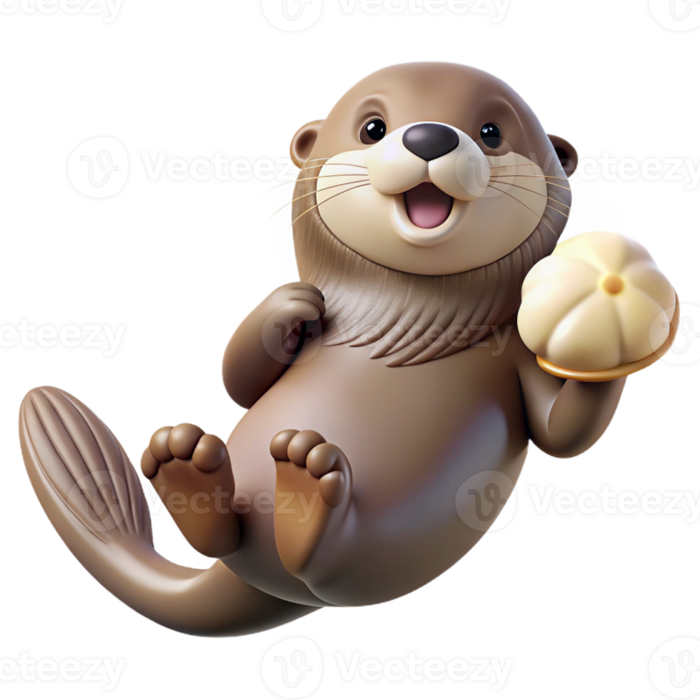 impressive creative A playful sea otter floating on its back, holding a seashell, soft lighting, playful mood, photorealistic style original png