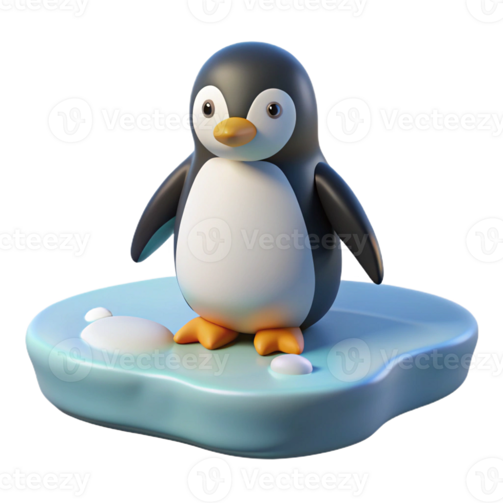 elegant artistic A solitary penguin standing on an ice floe, stark white landscape, minimalist style 4K png