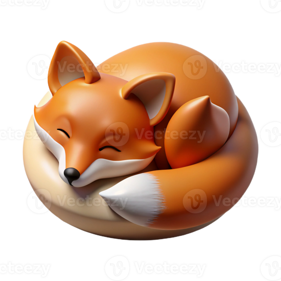 elegant modern A sleeping fox curled up in a den, soft lighting, peaceful mood, photorealistic style exclusive png