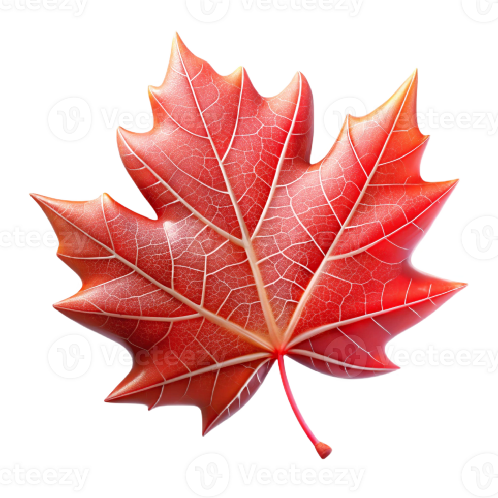 elegant creative A single, perfect red maple leaf, caught in a spiderweb glistening with morning dew, lit by soft, diffused sunlight. Hyperrealistic style high resolution png