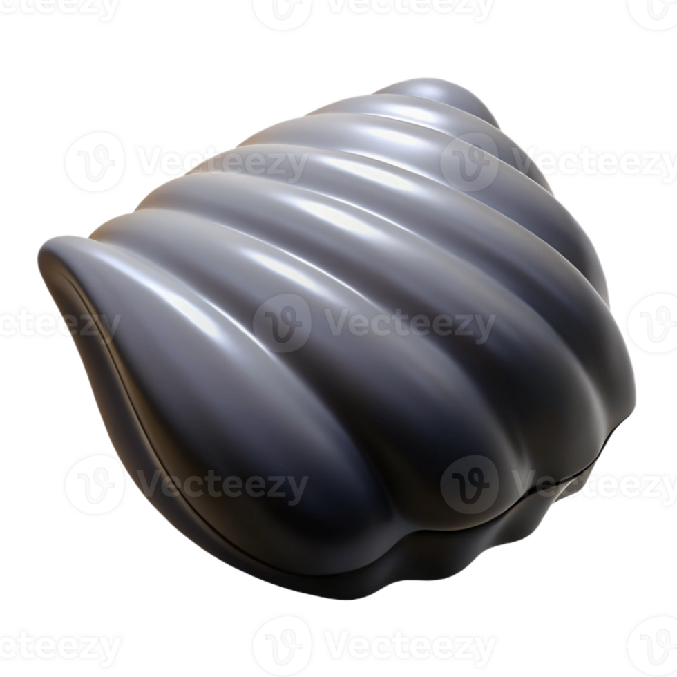 wonderful minimalist A single, perfect seashell on a black sand beach, reflecting the light. Soft, diffused lighting high quality png