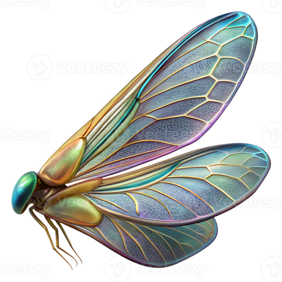 impressive contemporary A close-up of a dragonfly's wing, iridescent colors and intricate venation. Macro photography, backlighting authentic png