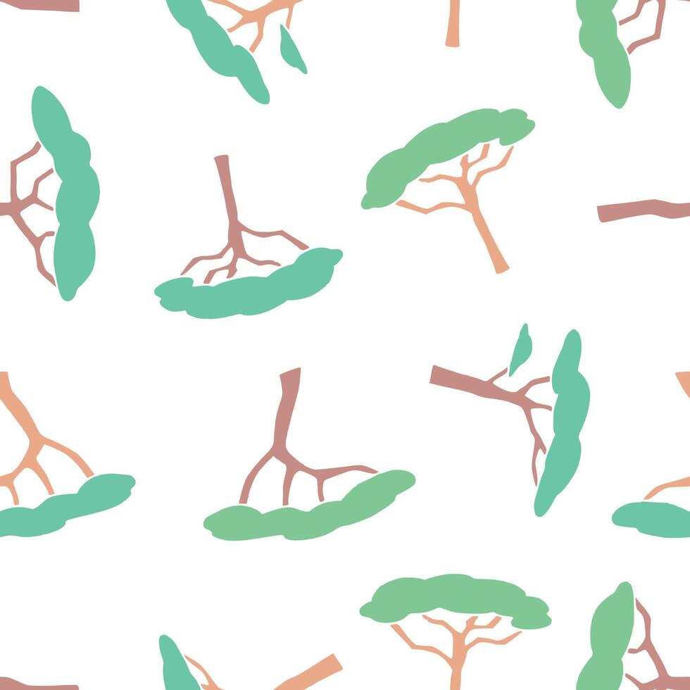 African Tree Pattern Repeat Seamless for Wallpaper Background Cover Packaging vector