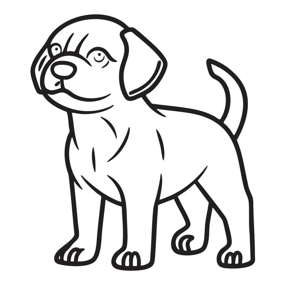 cute and playful dog logo design featuring friendly dog standing upright with wagging tail. This logo captures essence of companionship and joy, perfect for pet related businesses vector