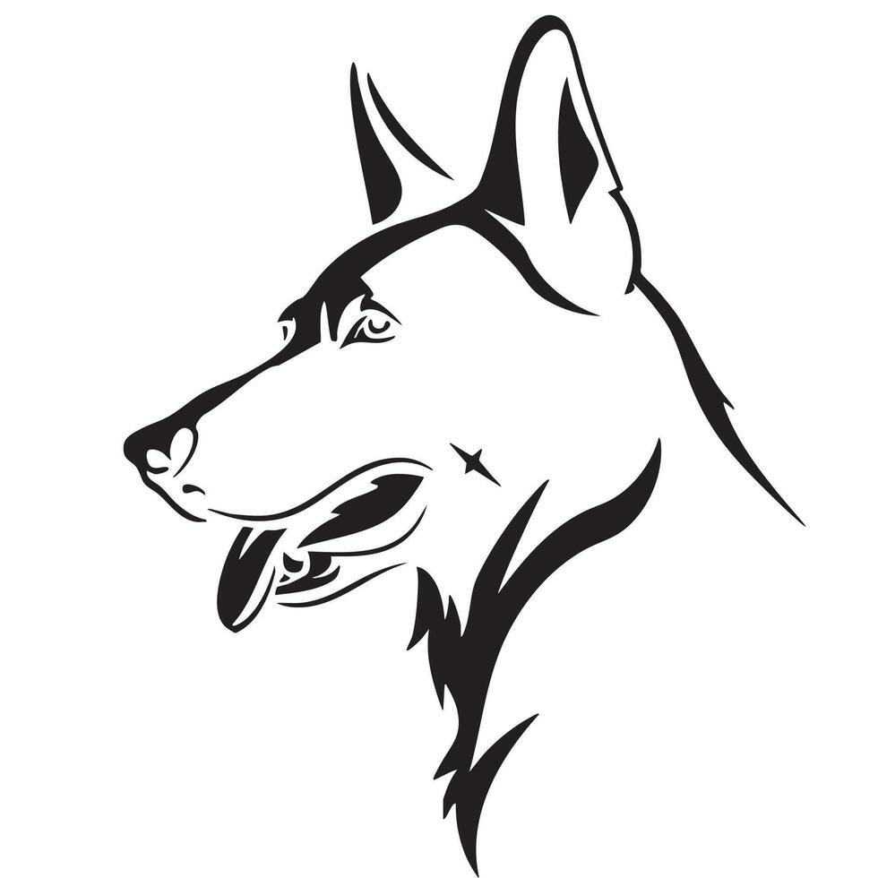 detailed logo design featuring stylized silhouette of dog head, showcasing its features with elegance and simplicity. This logo captures essence of loyalty and companionship vector