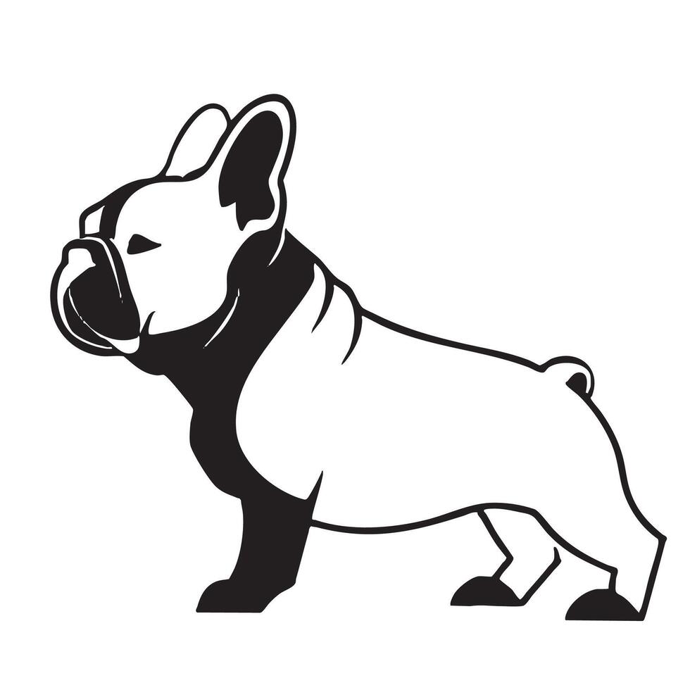 stylish logo featuring silhouette of French Bulldog, showcasing its distinctive features and posture. This logo captures essence of loyalty and companionship in modern design vector